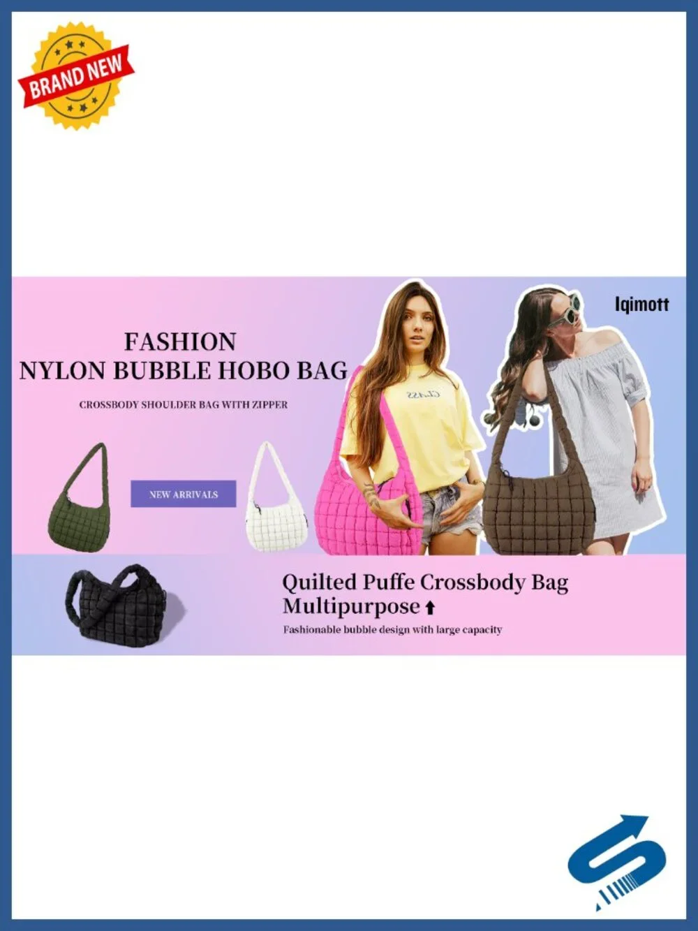 Quilted Puffer Tote Bag Crossbody Shoulder Nylon Hobo Handbag Travel Carryall